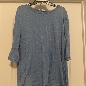 Baby blue 3/4 length bell sleeve with buttons down the back.